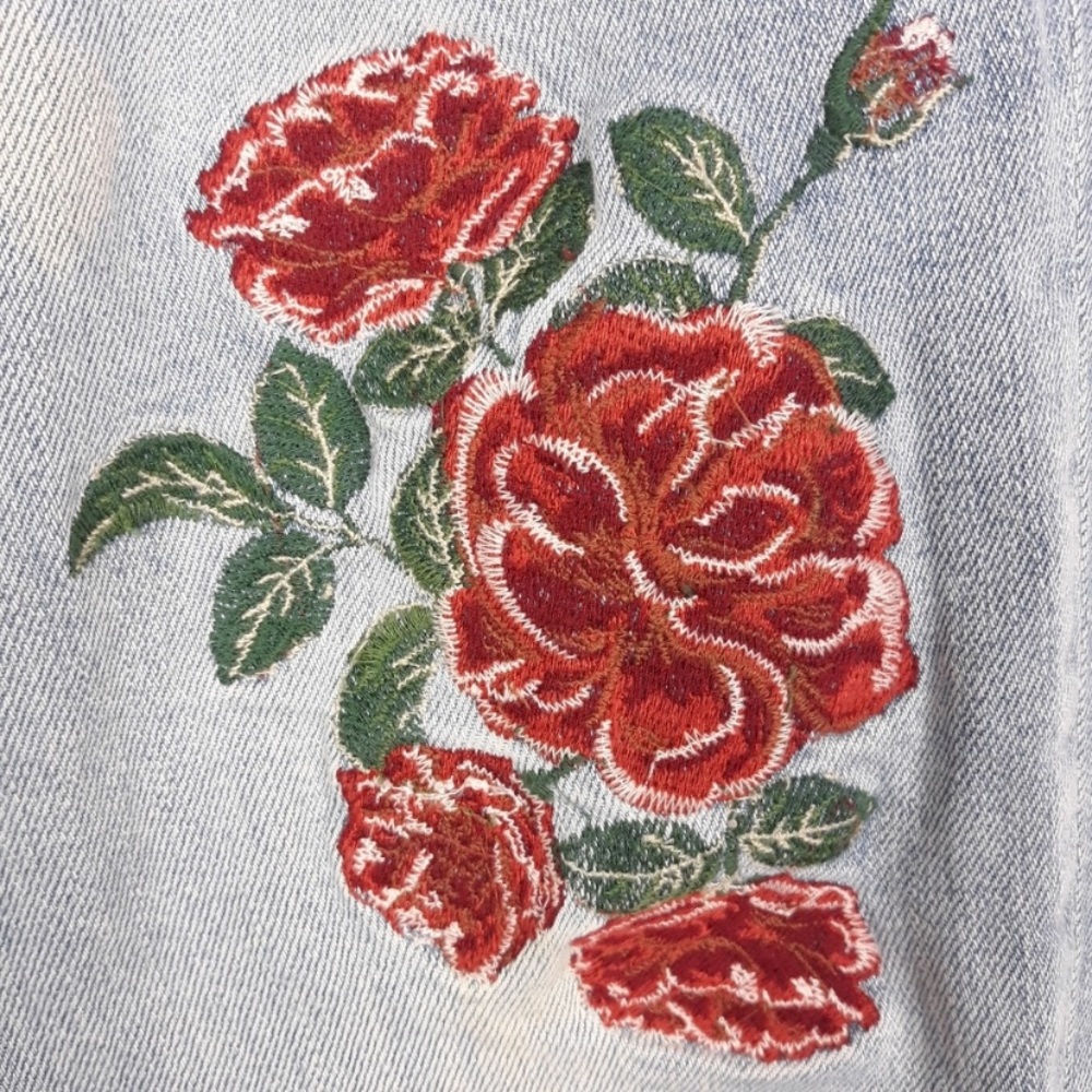 Zara Basic Denim Embroidered Crop - image 2